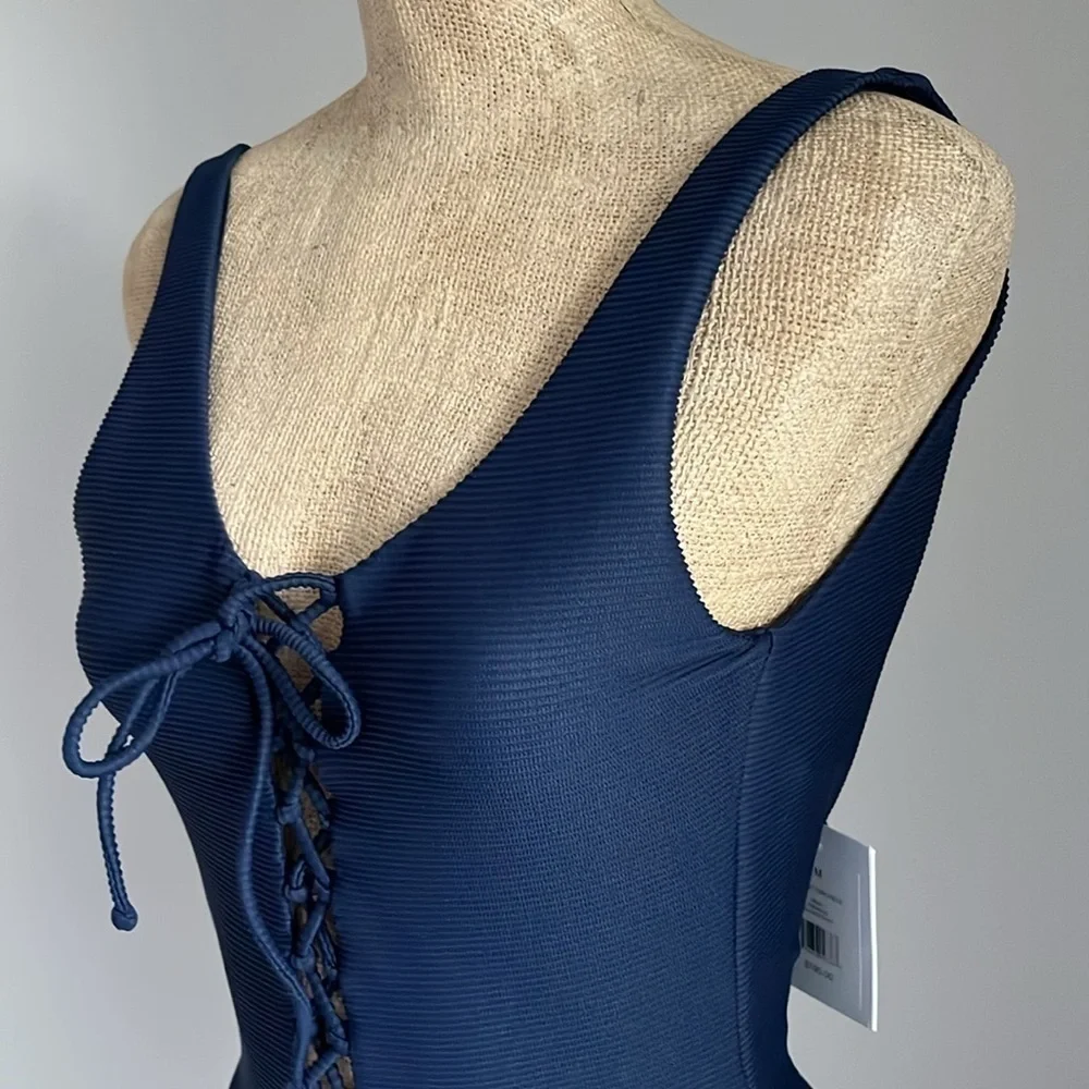 Onia Bridget One Piece Swimsuit  Blue Medium NWOT